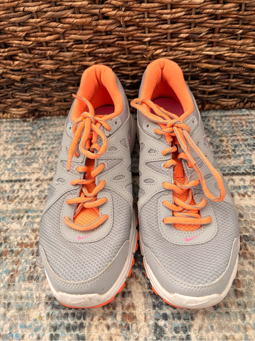Nike Women's Gray and Orange Running Sneakers
